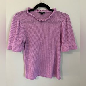 J. Crew pointelle puff sleeve top. Lavender. Size M EUC!